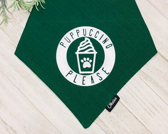 Puppuccino Dog Bandana | Over the collar dog bandana | Green Bandana | Pup Neck wear | Pet Accessories | Dog Clothes | Dog Neckwear