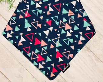 Navy blue with multicolor triangles Dog Bandana | Over the color dog bandana | Pet Accessories | Dog Bandana | Pet Clothes | Dog Neckwear