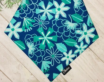 Blue floral Dog Bandana | Multicolor Bandana | Over the collar Dog Bandana | Pet Accessories | Dog Neckwear | Slip On Bandana | Bandana