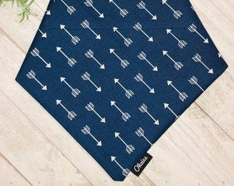 Navy Blue With white arrows Dog Bandana | Over the Collar Dog Bandana | Pet Accessories | Pet Clothes | Dog Bandana | Dog Neckwear | Bandana