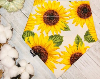 Sunflower Bandana | Floral Bandana | Dog Bandana | Over The Collar Dog Bandana | Slip On Dog Bandana | Pet Accessories | Pet Neckwear