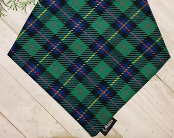 Green Plaid Dog Bandana | Over the collar Bandana | Slip on Bandana | Pet Accessories | Dog Bandana | Pet Clothes | Pet Neckwear | Bandana