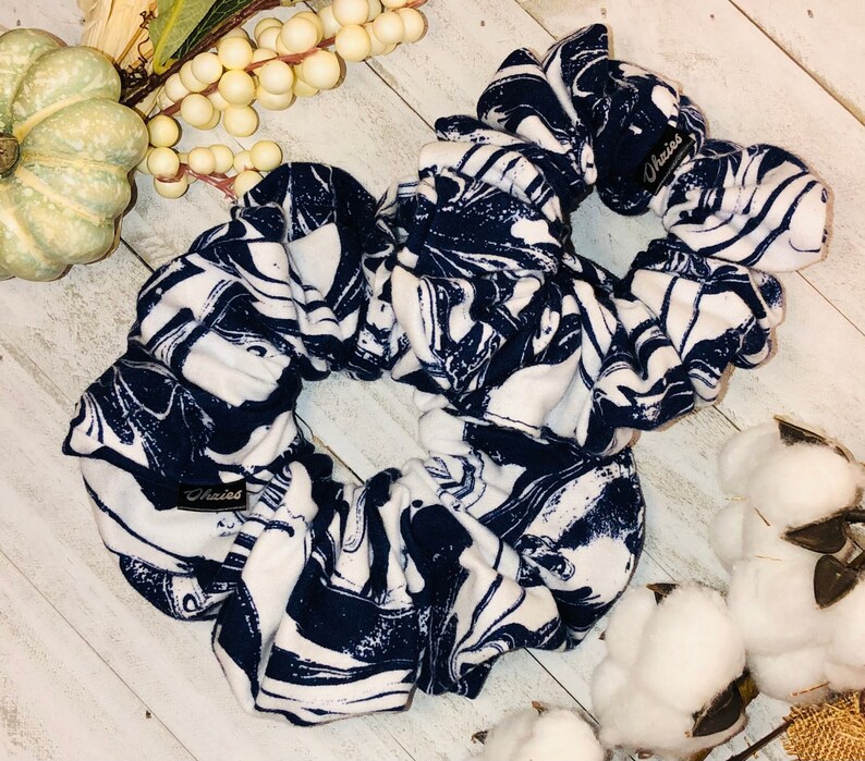 Blue Swirls Scrunchie Hair tie Scrunchie Soft Scrunchie Hair Accessories image 1