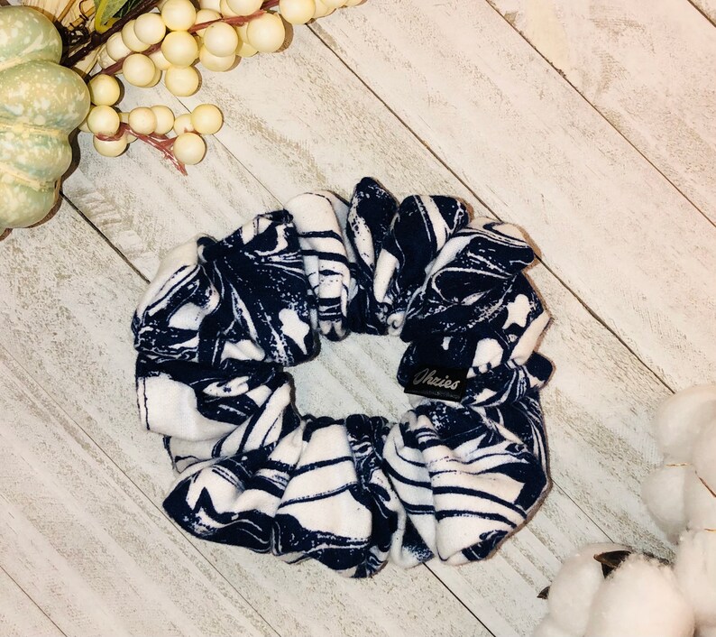 Blue Swirls Scrunchie Hair tie Scrunchie Soft Scrunchie Hair Accessories image 3