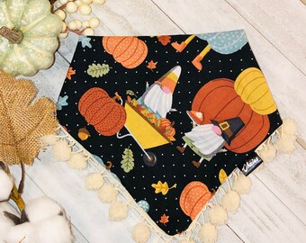 Gnome & Friends Bandana | Floral Bandana | Dog Bandana | Over The Collar Dog Bandana | Slip On Dog Bandana | Pet Accessories | Pet Neckwear