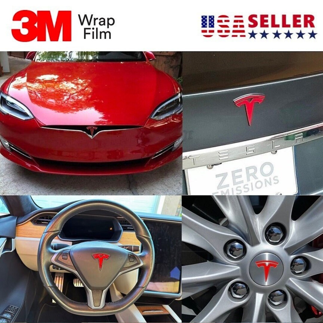 Tesla Model Y - Front & Rear Emblem T Decal Sticker | Genuine 3M Vinyl |  Color