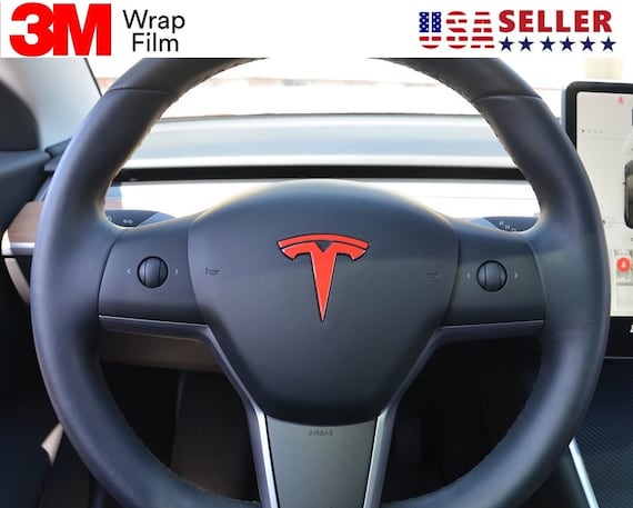 2pcs Tesla Model 3 / Model Y Steering Wheel Logo Decal 3M Sticker Wrap Film  Emblem -  UK