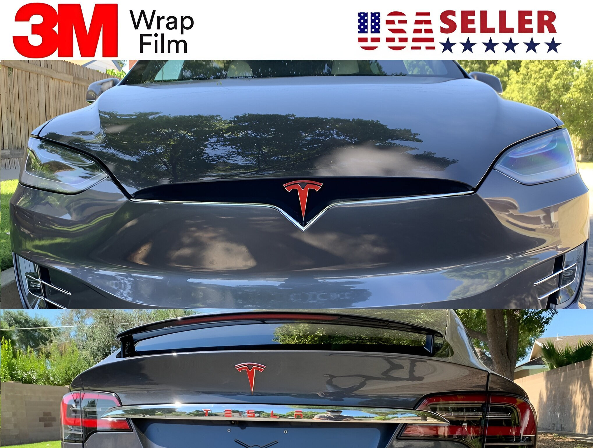 Tesla Model X Frunk and Trunk Emblem Badge Logo 3M 1080 Sticker