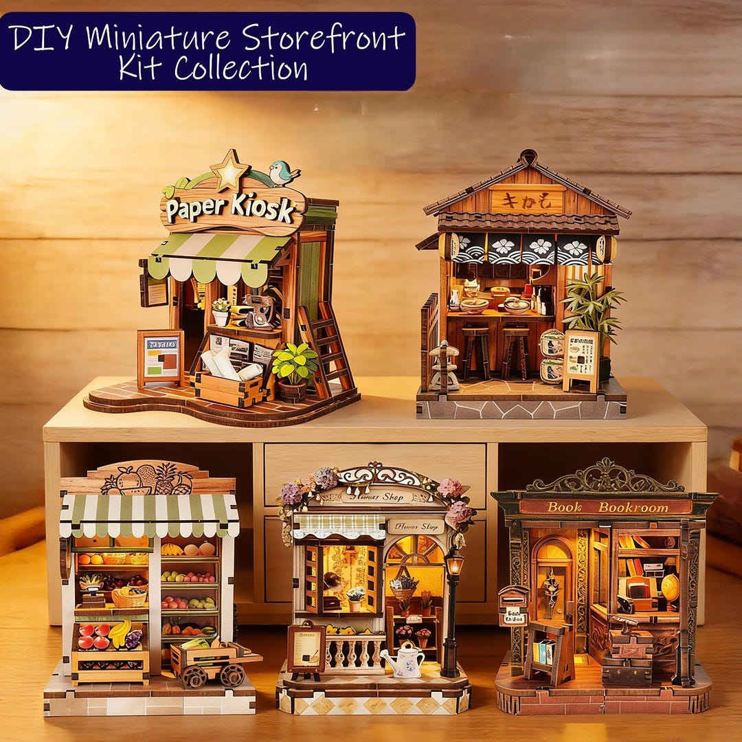 DIY Miniature Storefront Kit – Wooden Puzzle Shops With LED Lights - Etsy