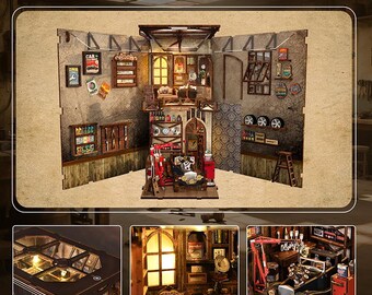 Craftsmanship Repair Shop Book Nook – Classic Auto Garage 3D Wood