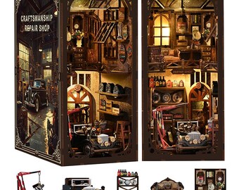 Craftsmanship Repair Shop Book Nook – Classic Auto Garage 3D Wood