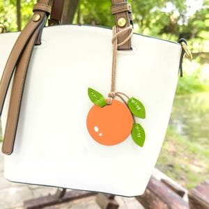 Leather Orange Bag Charm,Fruit Handbag Purse Charm,Cute Bag Pendant Keychain Accessories,Car Hanging Ornaments,Gift for Her,Birthday Gift