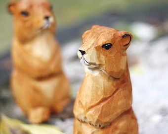 Marmot Handmade wood carving ornaments Animals Desktop ornaments Gifts wooden figurine handicrafts animal decoration