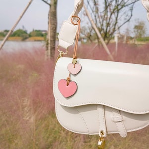 Genuine Leather Pink Heart Bag Charm,Lovely Handbag Purse Charm,Cute Bag Pendant Keychain,Bag Accessories,Gift for Her,Birthday Gift