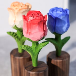 Handmade eternal rose,wood carving,car ornaments,wedding gifts,craved flower ornaments,wooden sculpture,hand crafted painted rose,gifts