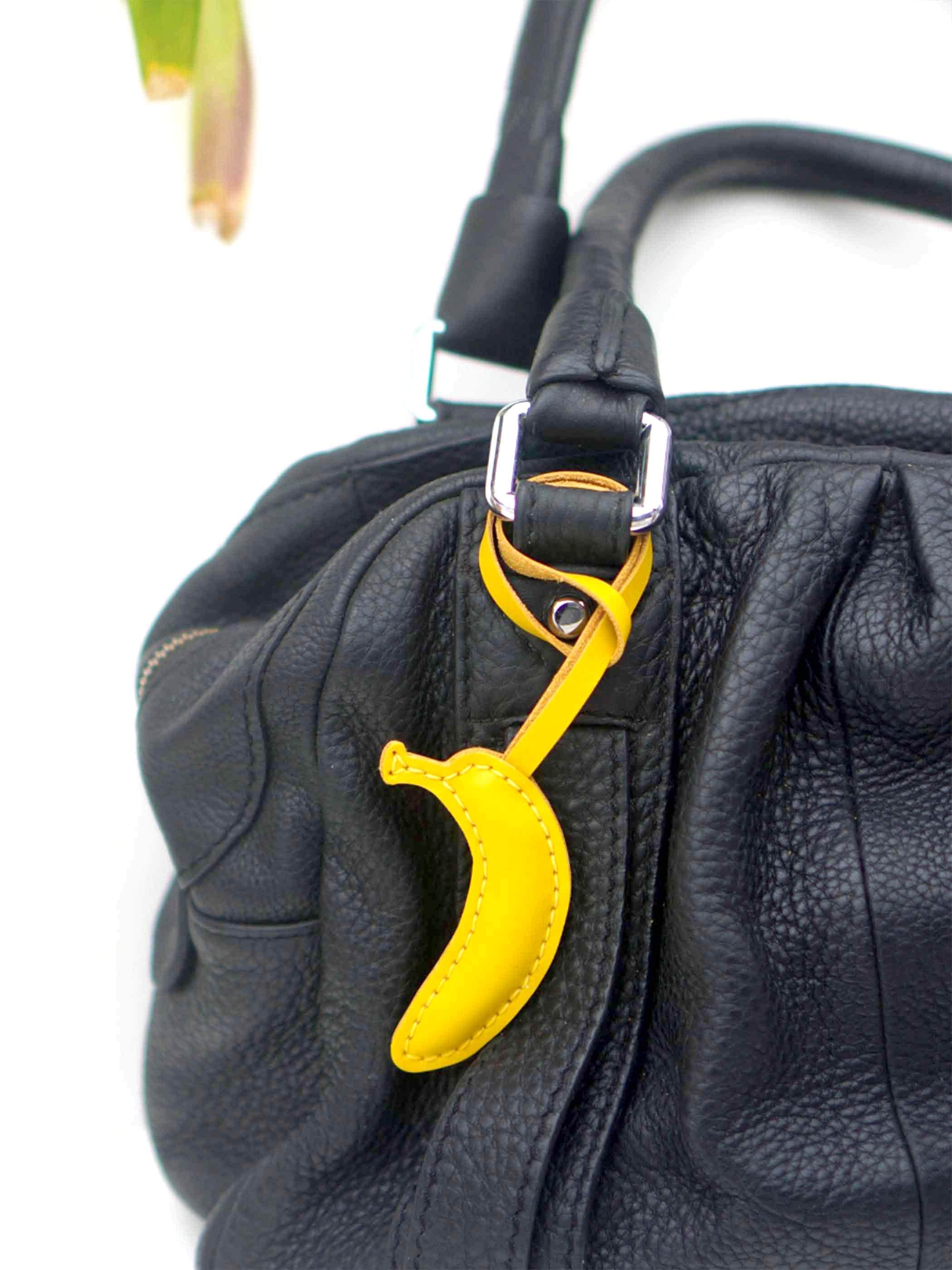 Genuine Leather Yellow Banana Bag Charm,fruit Handbag Charm