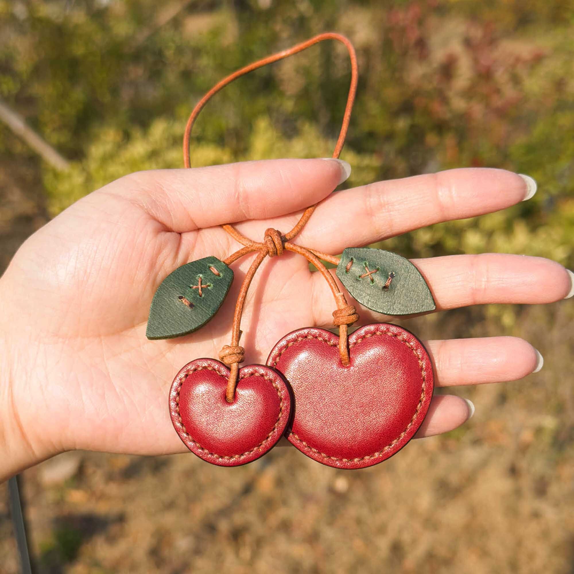 MINKARS Cherry Bag Charm, Cherry Keyring, Accessories