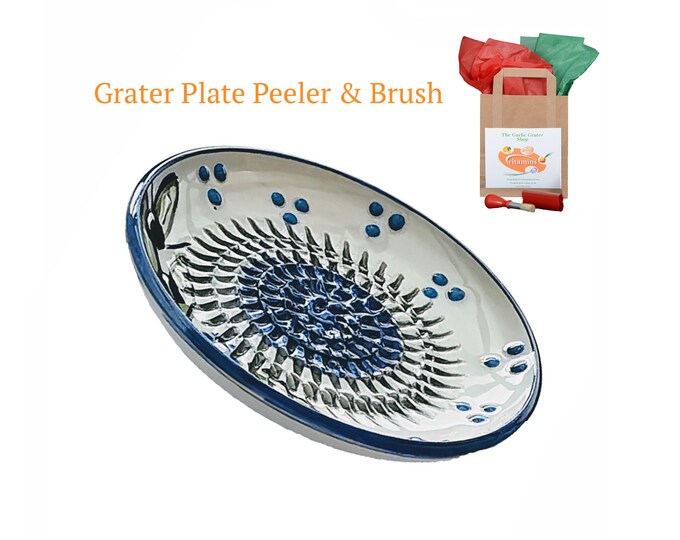 Complete Set Ceramic Garlic Grater Plate Brushpeeler All Etsy