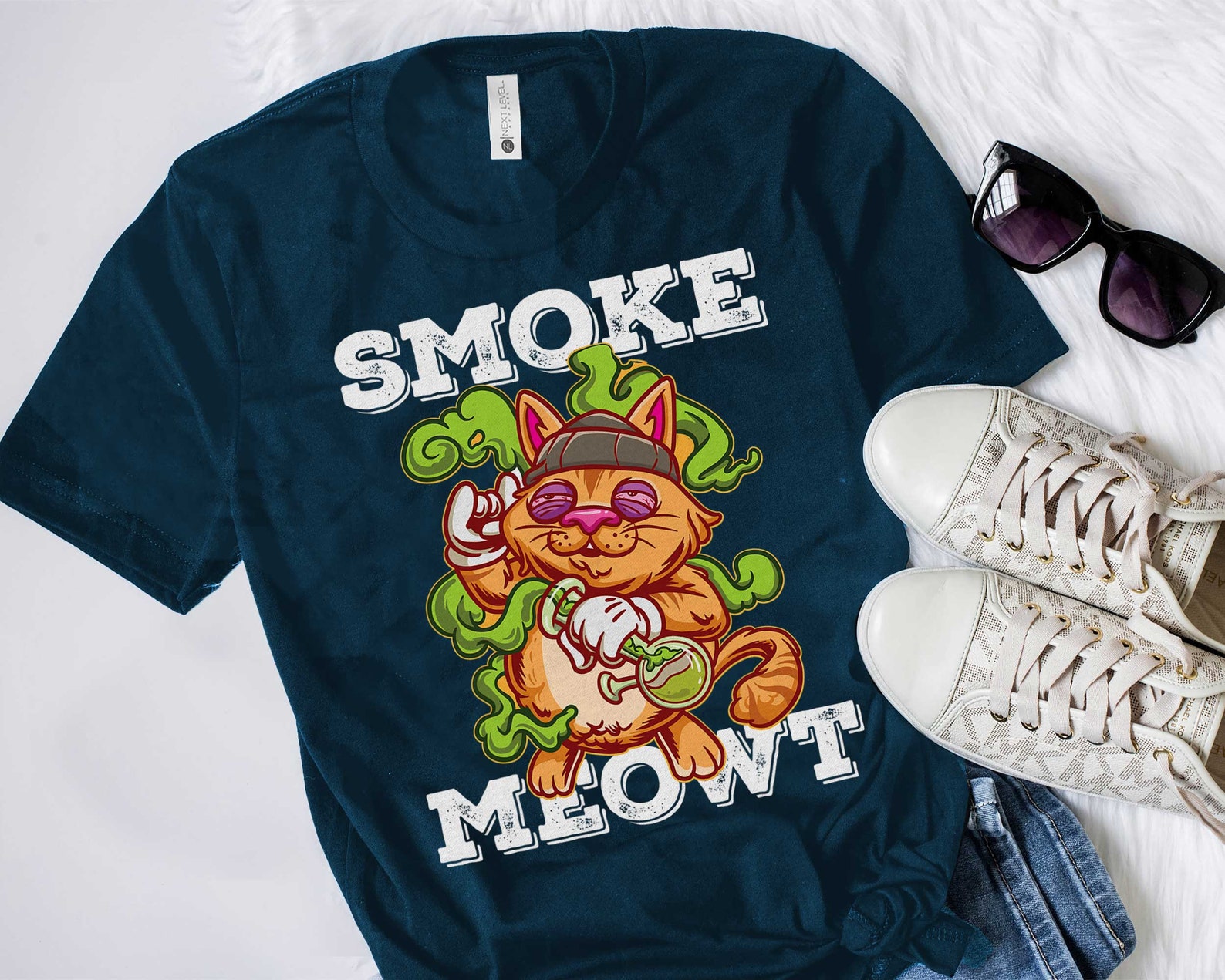 Smoke Meowt Stoned Cat Marijuana Stoner Pothead Cannabis | Etsy