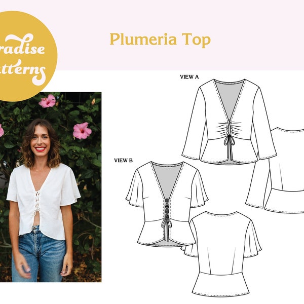 Plumeria Top PDF sewing pattern, sizes 0-16