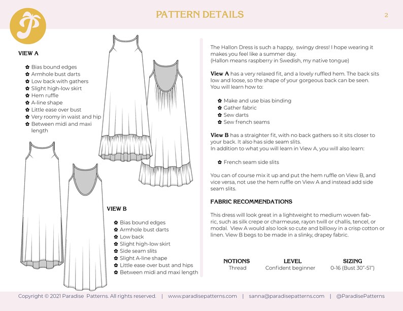 Hallon Dress PDF Sewing Pattern Sizes 0-16 Summer Resort - Etsy UK