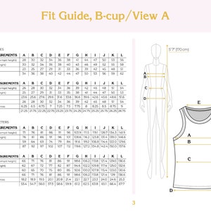 Blomma Tank PDF sewing pattern, sizes A-L bust 30-60, athletic style top, B-cup and D-cup options image 3