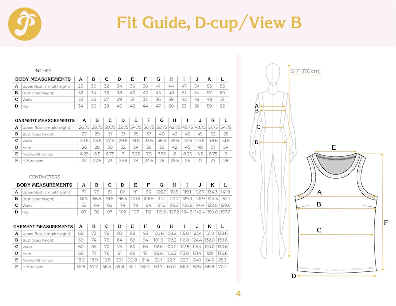 Blomma Tank PDF sewing pattern sizes A-L bust 30-60 image 4