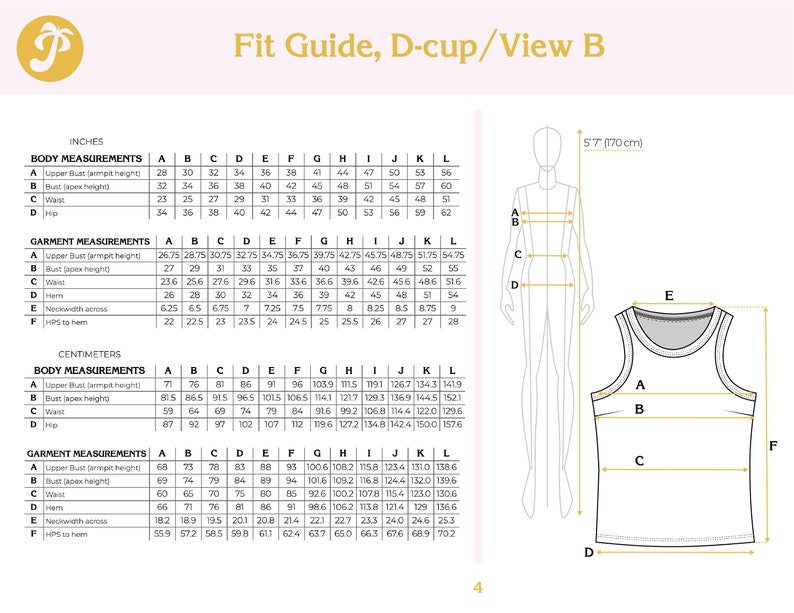 Blomma Tank PDF sewing pattern sizes A-L bust 30-60 image 4