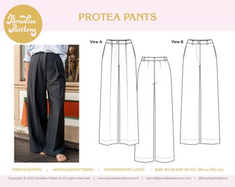 Wide Leg Pleated Trouser Sewing Pattern: Protea Pants (PDF Pattern)