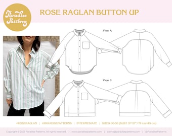 Rose Raglan Button Up PDF digital sewing pattern