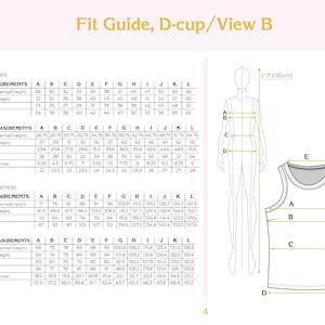 Blomma Tank PDF sewing pattern, sizes A-L bust 30-60, athletic style top, B-cup and D-cup options image 4