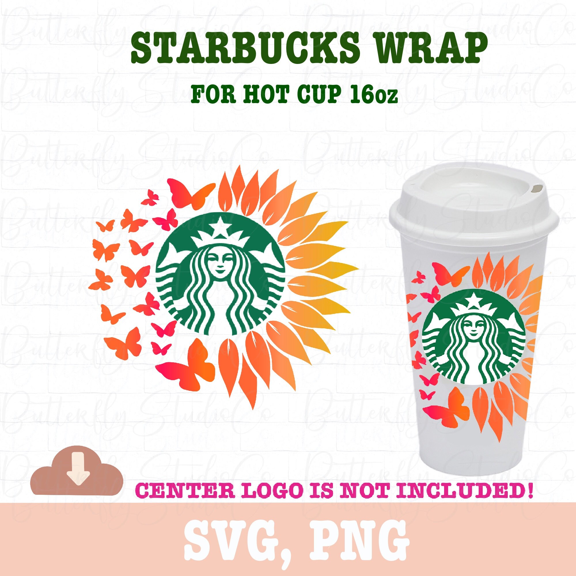 Download Butterfly And Sunflower Starbucks Hot Cup Svg Digital Etsy