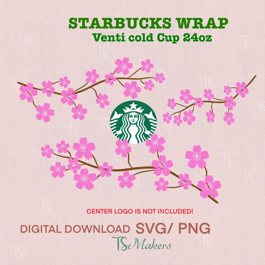 Starbucks Cherry Blossom Full Wrap Svg Starbucks Flower Cold Etsy