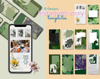 Green Leaves Instagram Templates, Instagram Story Backgrounds, Blank Insta Backgrounds, Collage Instagram Stories, Polaroid Insta Templates