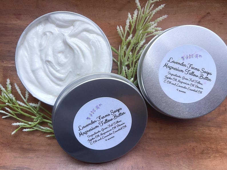 Whipped Magnesium Body Butter: Grass Fed Tallow, Jojoba Oil (4oz) image 5