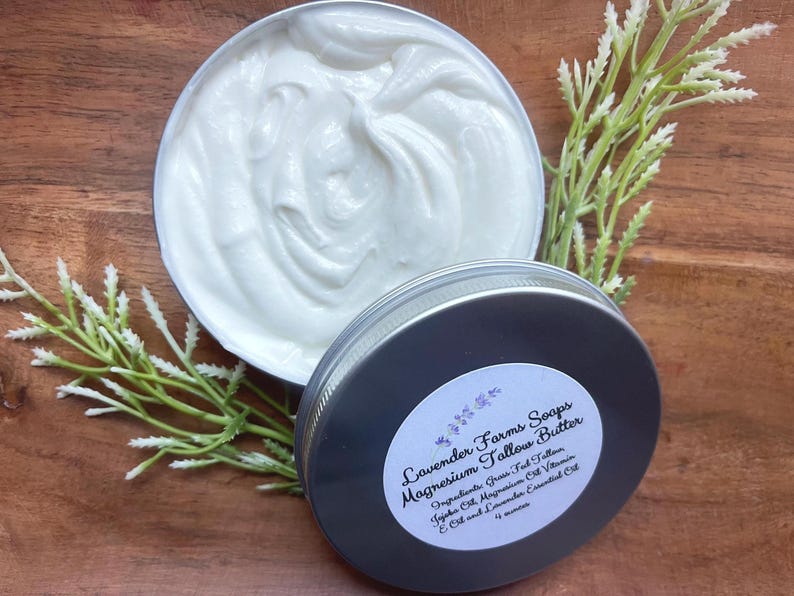 Whipped Magnesium Body Butter: Grass Fed Tallow, Jojoba Oil (4oz) image 4