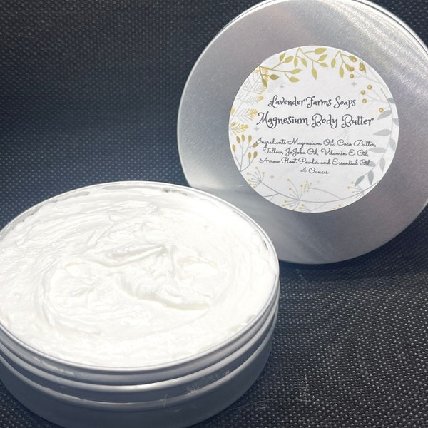 Magnesium BODY BUTTER , whipped body butter, grass fed tallow butter, Calming Magnesium Body Butter. Self Care Body Butter