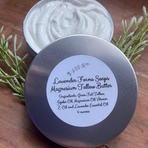 Whipped Magnesium Body Butter: Grass Fed Tallow, Jojoba Oil (4oz) image 2