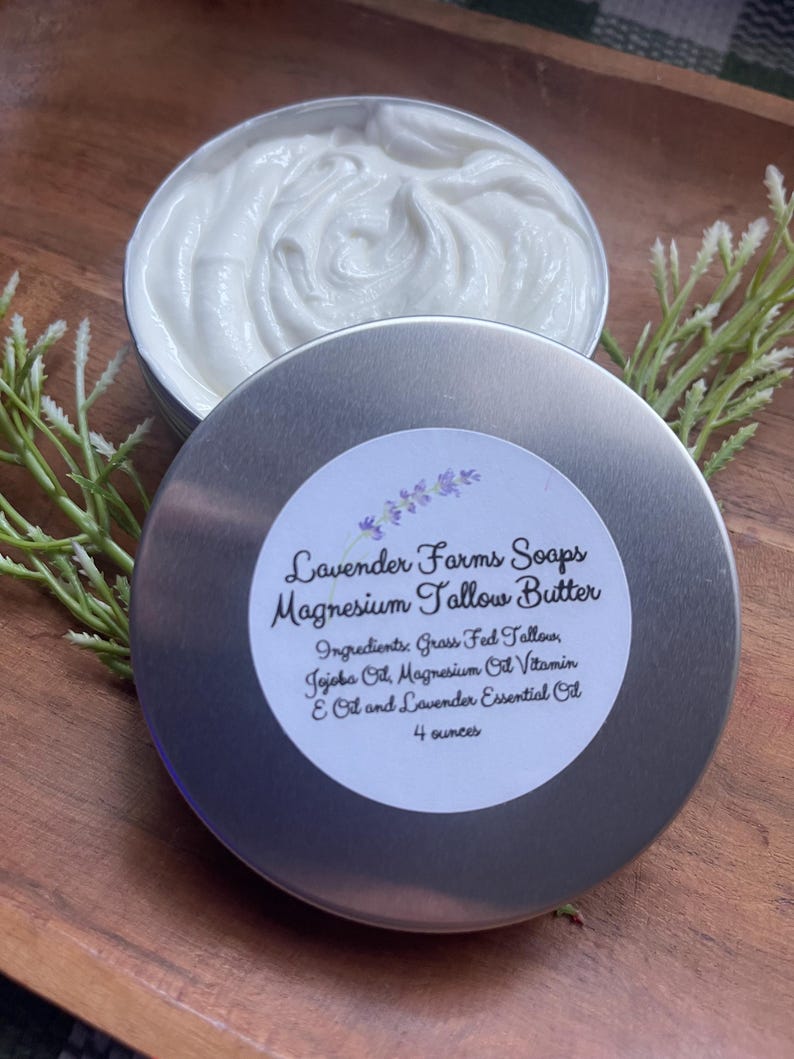 Whipped Magnesium Body Butter: Grass Fed Tallow, Jojoba Oil (4oz) image 2