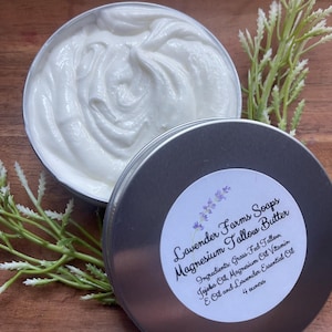 Whipped Magnesium Body Butter: Grass Fed Tallow, Jojoba Oil (4oz) image 1