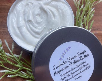 Whipped Magnesium Body Butter: Grass Fed Tallow, Jojoba Oil (4oz)