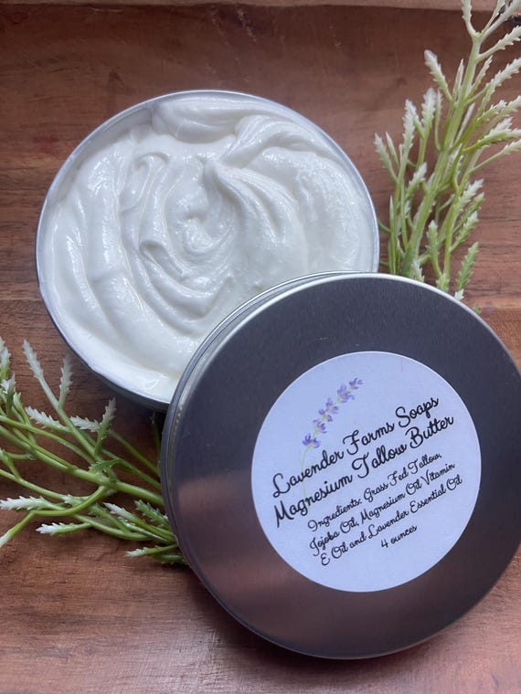 Whipped Magnesium Body Butter: Grass Fed Tallow, Jojoba Oil (4oz)