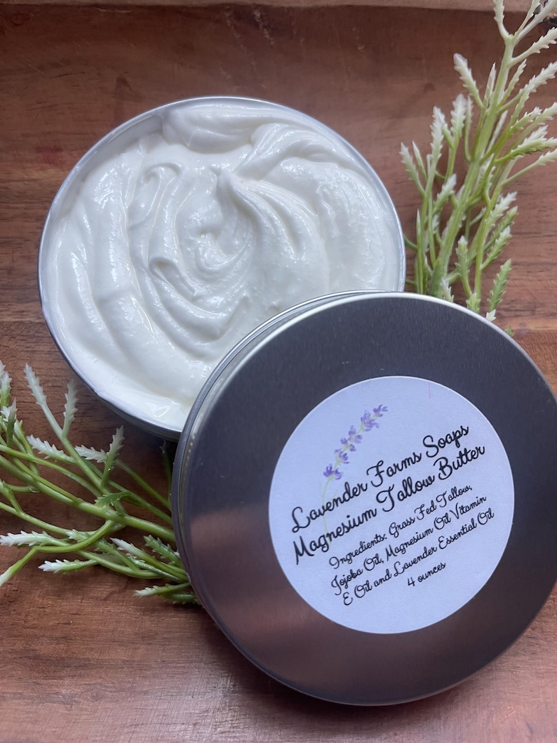 Whipped Magnesium Body Butter: Grass Fed Tallow, Jojoba Oil (4oz) image 1