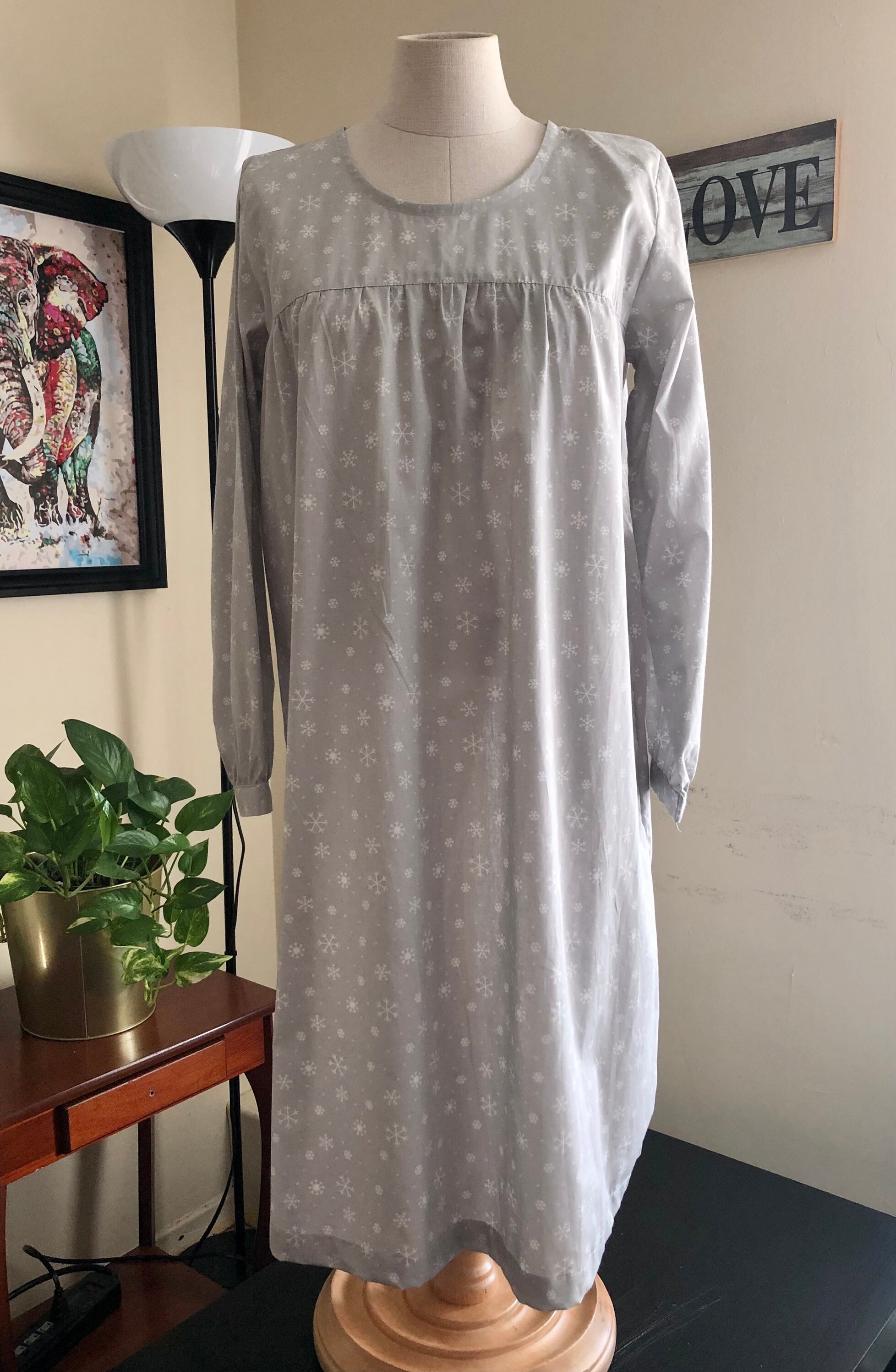 Women's nightdress 100 cotton Nightgown Gray Etsy
