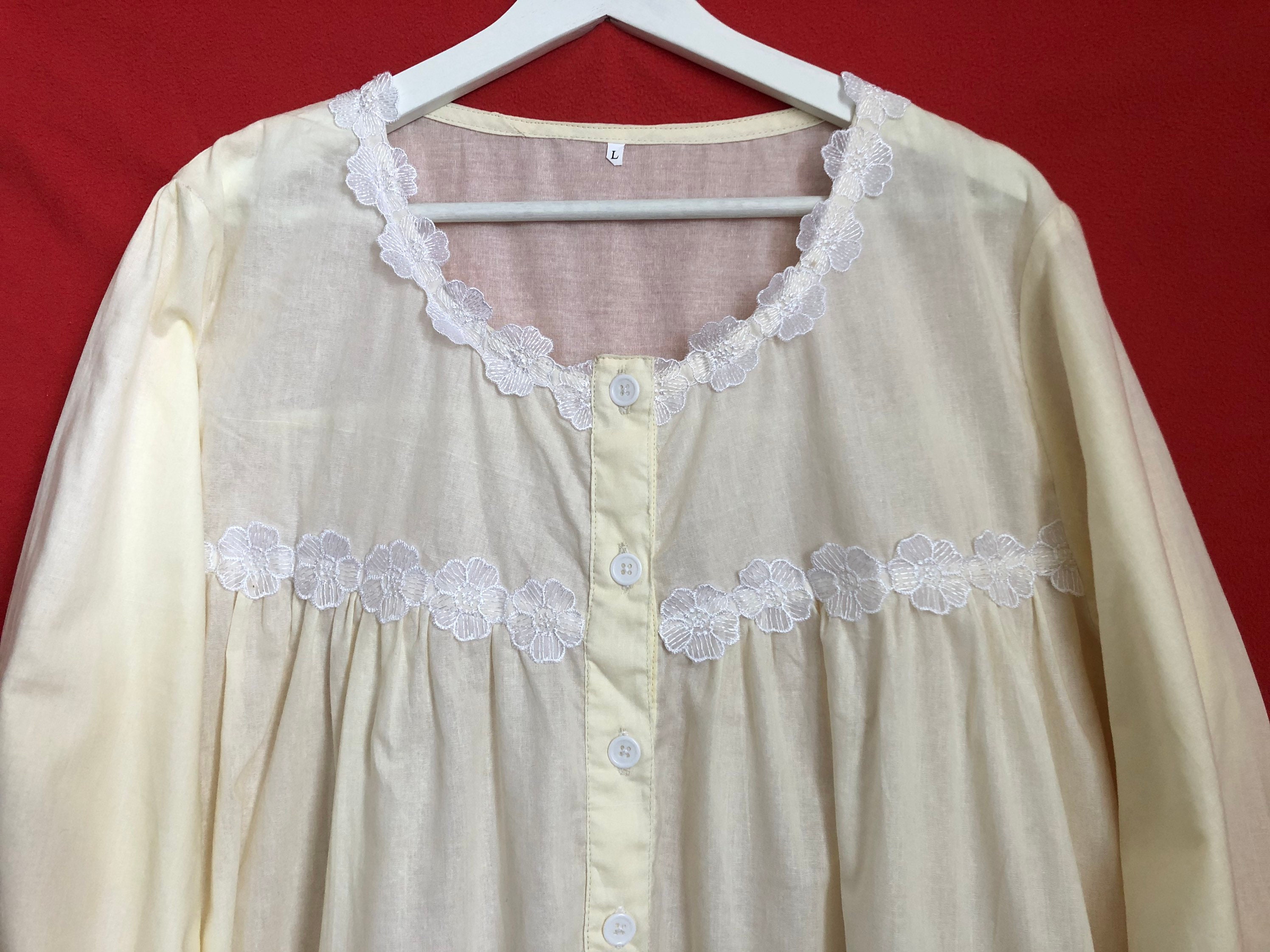 Women's Nightdress 100% Cotton Nightgown Yellow With | Etsy UK