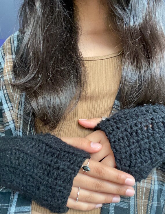 Y2K Crochet Fingerless Gloves Etsy