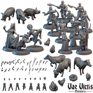 Modular Townsfolk Miniatures: Villagers Uprising by Vae Victis Miniatures (10x Miniatures) Available individually or as a set.
