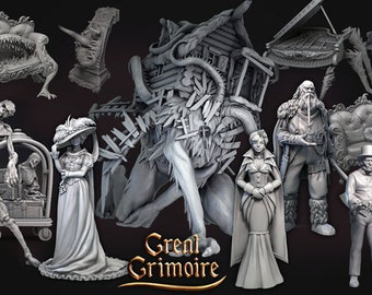 Cursed Wild Rose Hotel Miniatures: Horror Character Set, Great Grimoire