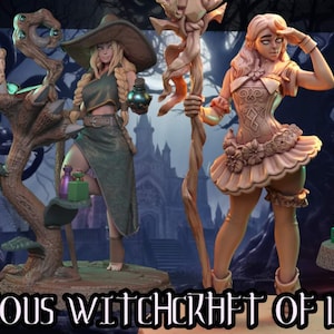 Witches Coven Miniatures: Mysterious witchcraft of Lionila (3x Miniatures) by 42 Studio. Available individually or as a set.