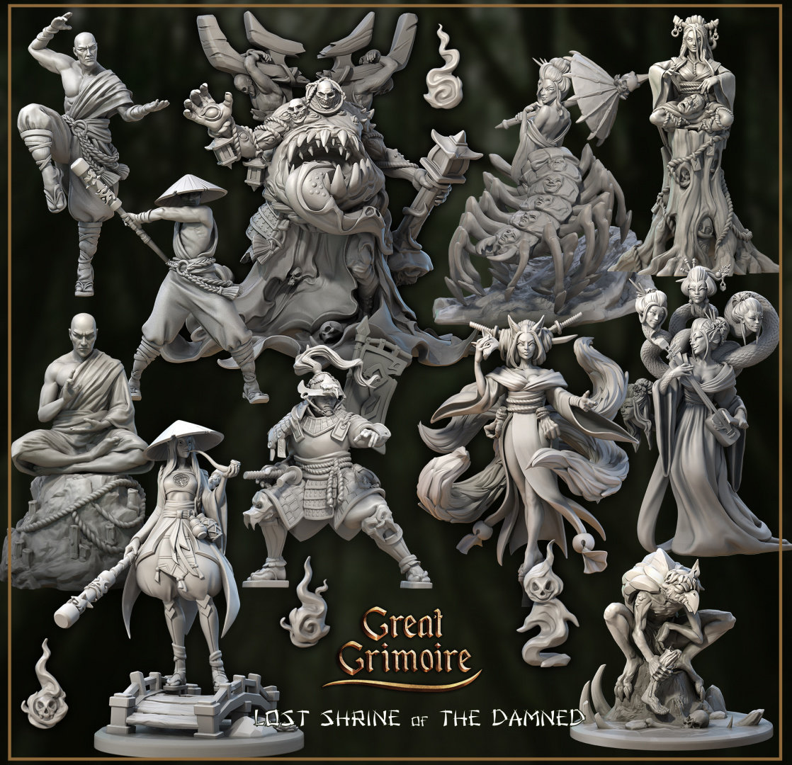 Japanese Folklore Miniatures: Lost Shrine of the Damned by Great Grimoire (12x Miniatures) Available individually or as a set